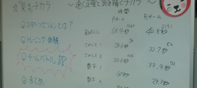 速読体験会実施!! ~スポーツビジョントレーニング編~ 速読体験会実施!! ~スポーツビジョントレーニング編~